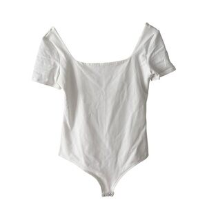 Express NWT White Square Neck Short Sleeve Bodysuit